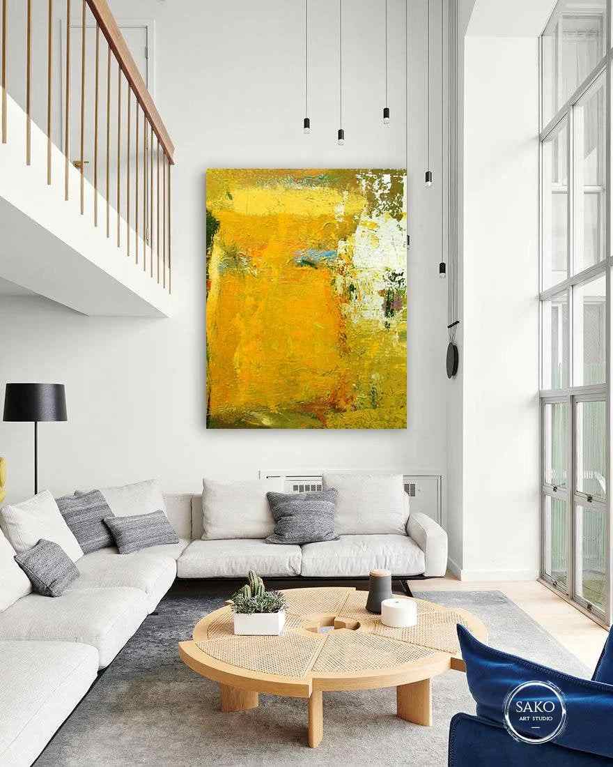 Yellow Room You - big contemporary canvas for dining room